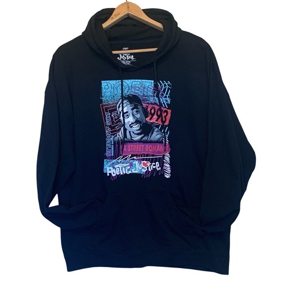 Poetic Justice Hoodie Tupac 2Pac 1993 Black‎ Graphic Pullover Sweatshirt 2X - Picture 1 of 5